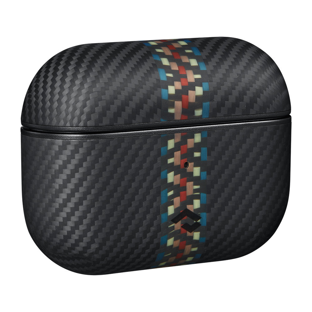 Apple Airpods Pro Kılıf 600D Aramid Fiber Pitaka Orchestra Serisi Rhapsody Kılıf Siyah-Mavi