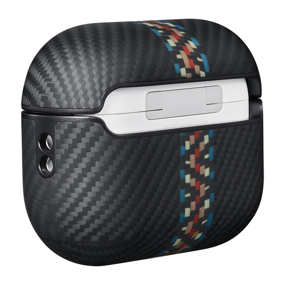 Apple Airpods Pro Kılıf 600D Aramid Fiber Pitaka Orchestra Serisi Rhapsody Kılıf Siyah-Mavi