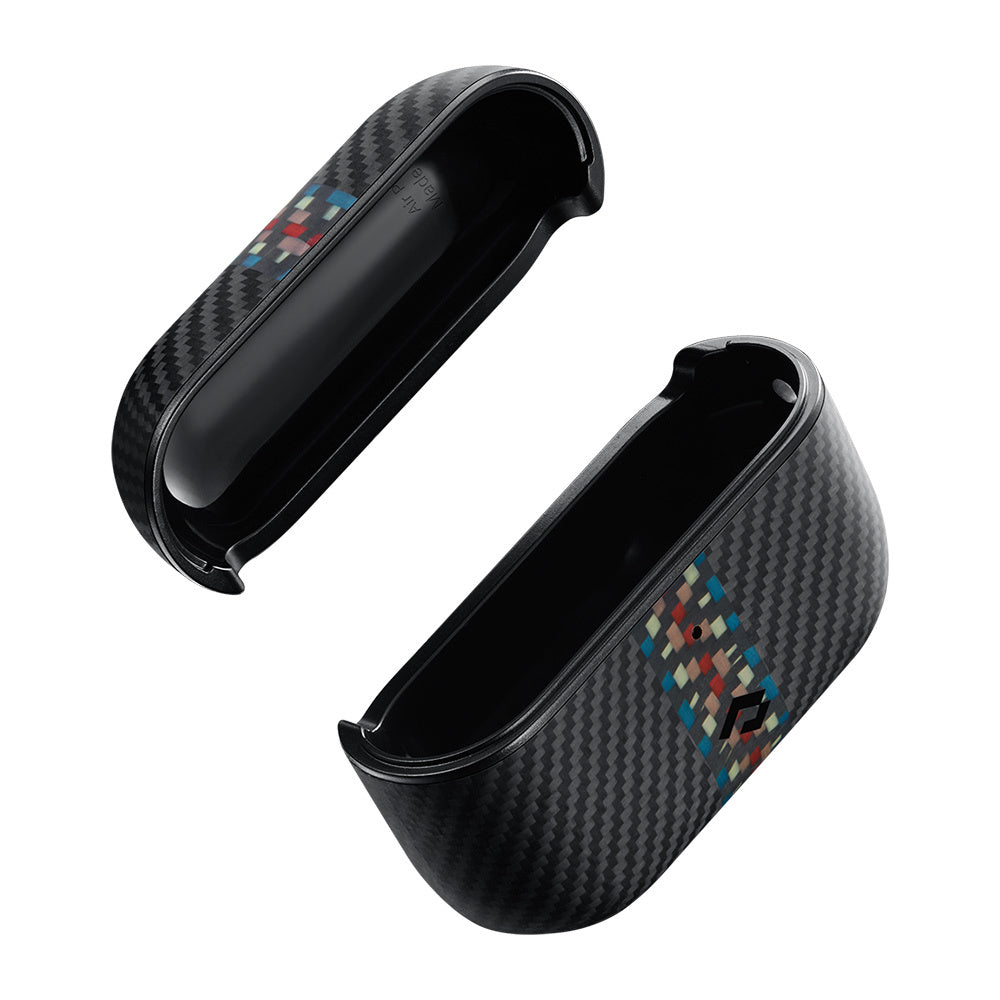 Apple Airpods Pro Kılıf 600D Aramid Fiber Pitaka Orchestra Serisi Rhapsody Kılıf Siyah-Mavi