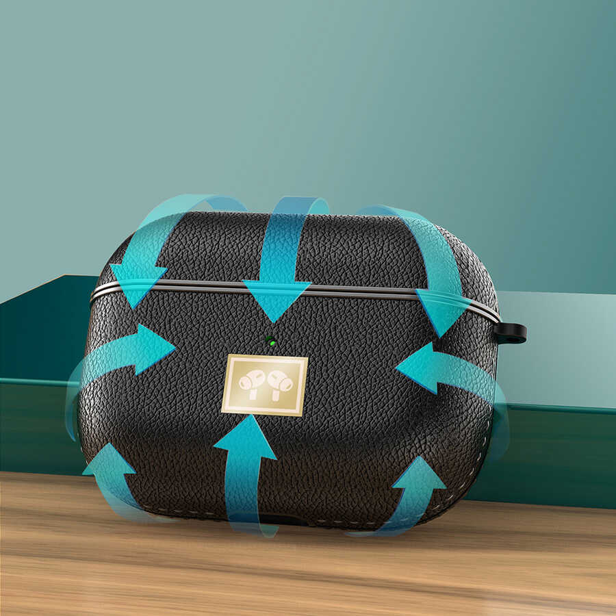 Apple Airpods Pro Kılıf Deri Görünümlü Askı Aparatlı Wlons Kılıf Koyu Yeşil