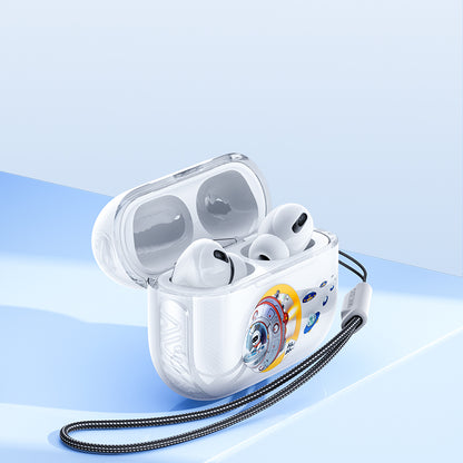 Apple Airpods Pro Kılıf Desenli Koruyucu Benks Casebang Departure Explore Silikon Kılıf Mavi-Sarı