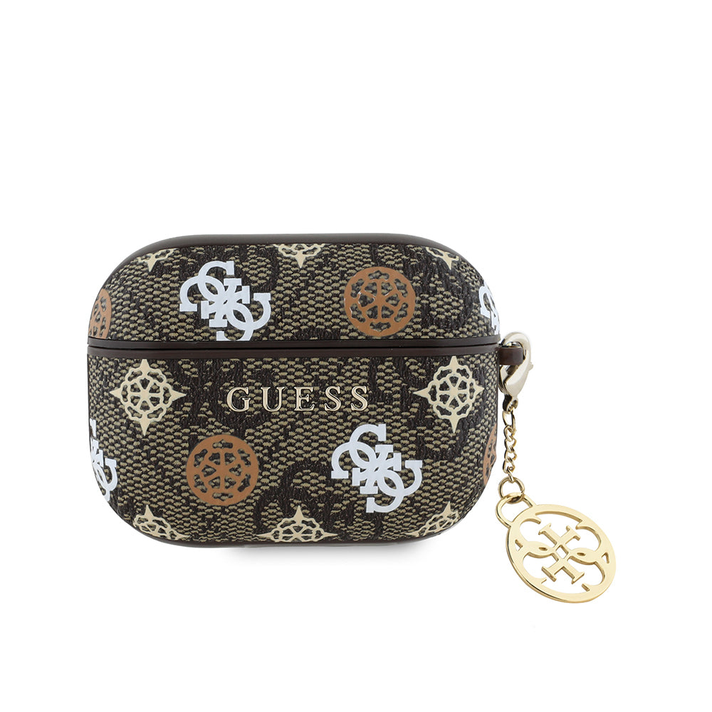 Apple Airpods Pro Kılıf Guess Orjinal Lisanslı 4G Desenli Yazı Logolu Peony Kapak Kahverengi