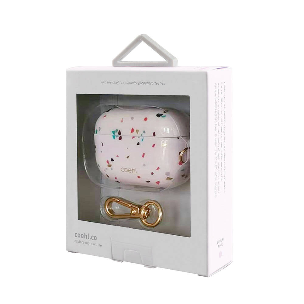 Apple Airpods Pro Kılıf Mozaik Desenli Coehl Terrazzo Kapak Beyaz