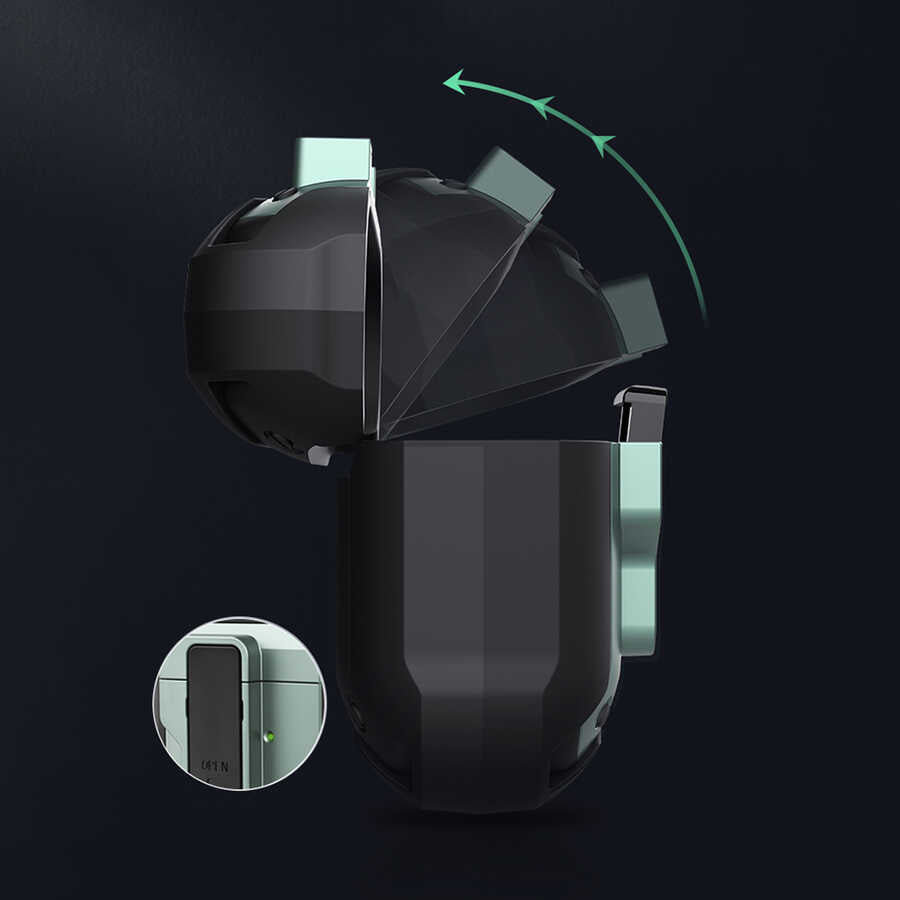 Apple Airpods Pro Kılıf Wiwu Mecha Kılıf Siyah-Yeşil