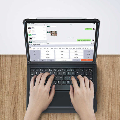 Apple iPad 10.2 2021 (9.Nesil) Benks Multifunctional Kablosuz Klavyeli Kılıf Siyah