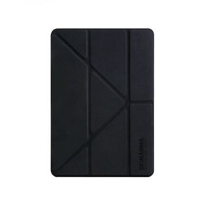 Apple iPad 10.2 2021 (9.Nesil) Kılıf SkinArma Sticker Tasarımlı Arkası Şeffaf Standlı Mageru Kılıf Siyah