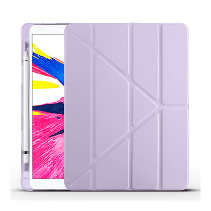 Apple iPad 10.2 2021 (9.Nesil) Kılıf Zore Tri Folding Kalem Bölmeli Standlı Kılıf Gri