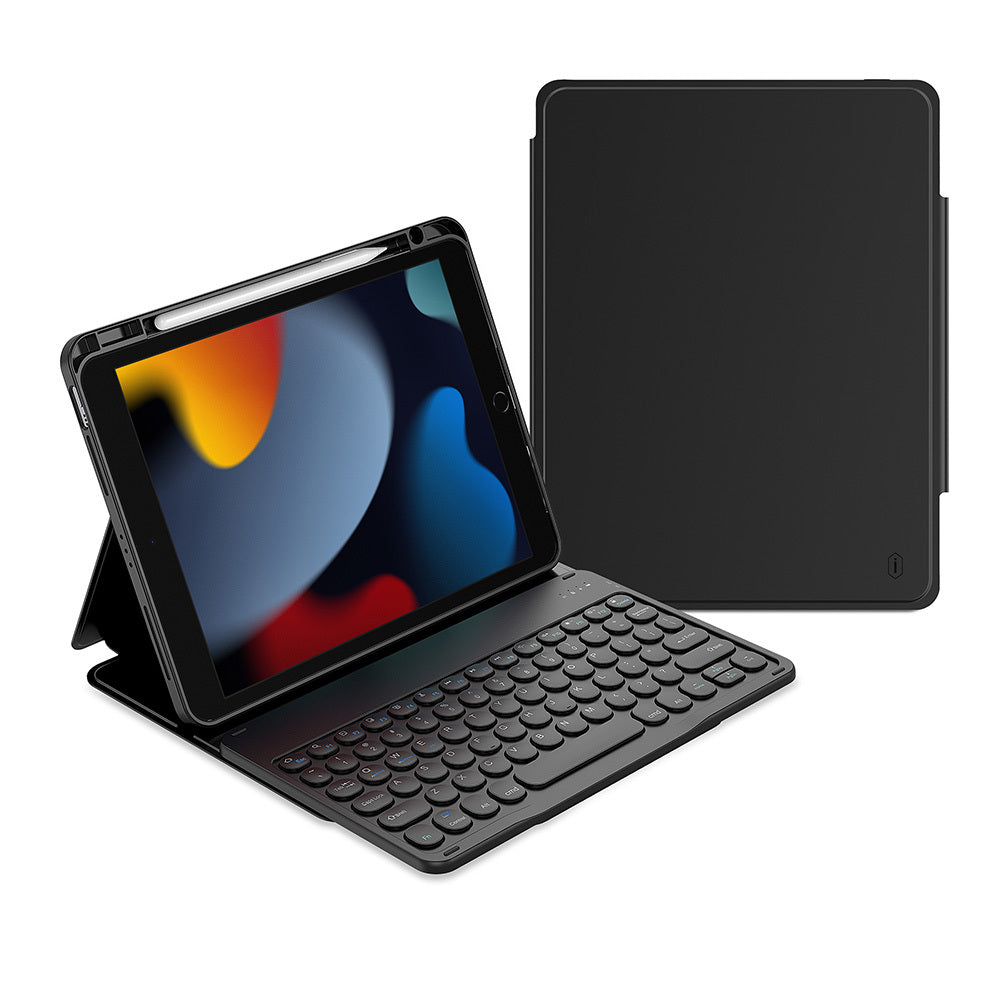 Apple iPad 10.2 (8.Nesil) Wiwu Protective Gizli Kalem Bölmeli Klavyeli Kılıf Pembe