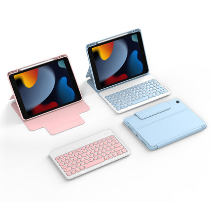 Apple iPad 10.2 (8.Nesil) Wiwu Protective Gizli Kalem Bölmeli Klavyeli Kılıf Mavi