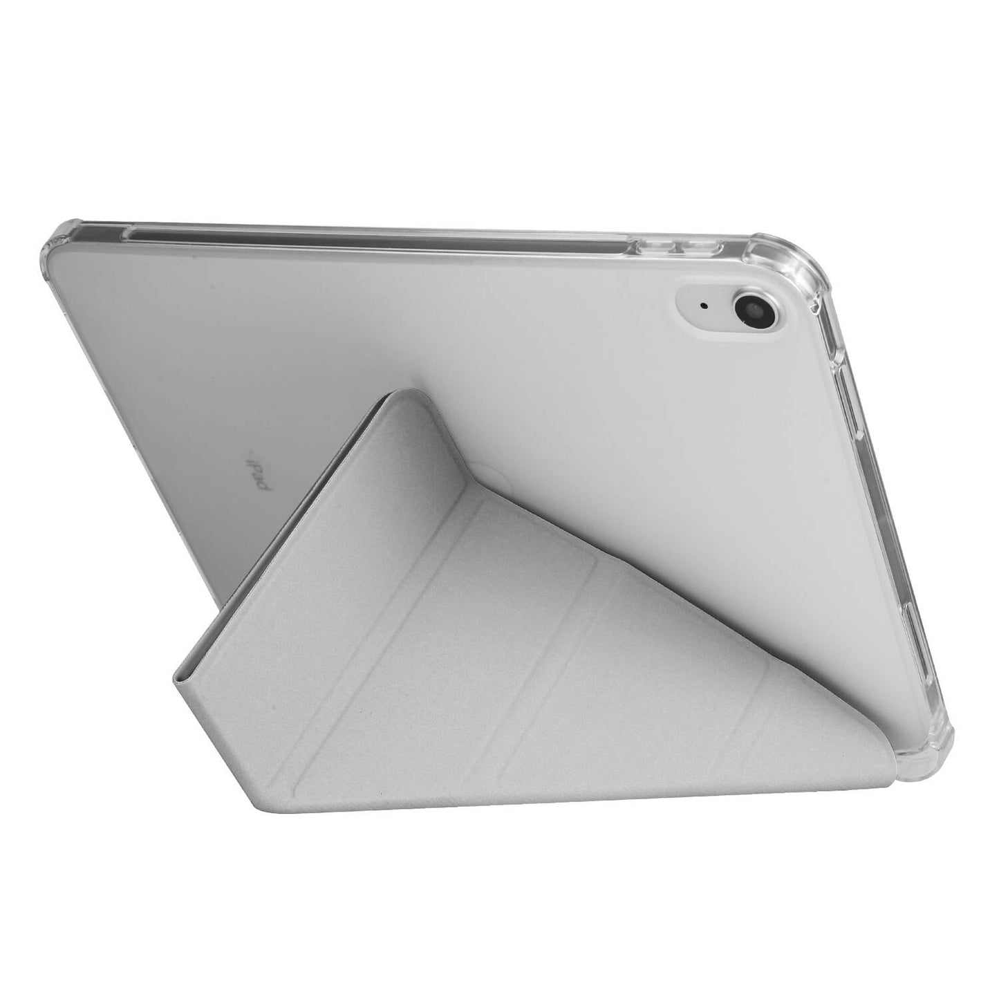 Apple iPad 10.9 2022 (10.Nesil) Kılıf Zore Tri Folding Kalem Bölmeli Standlı Kılıf Gri