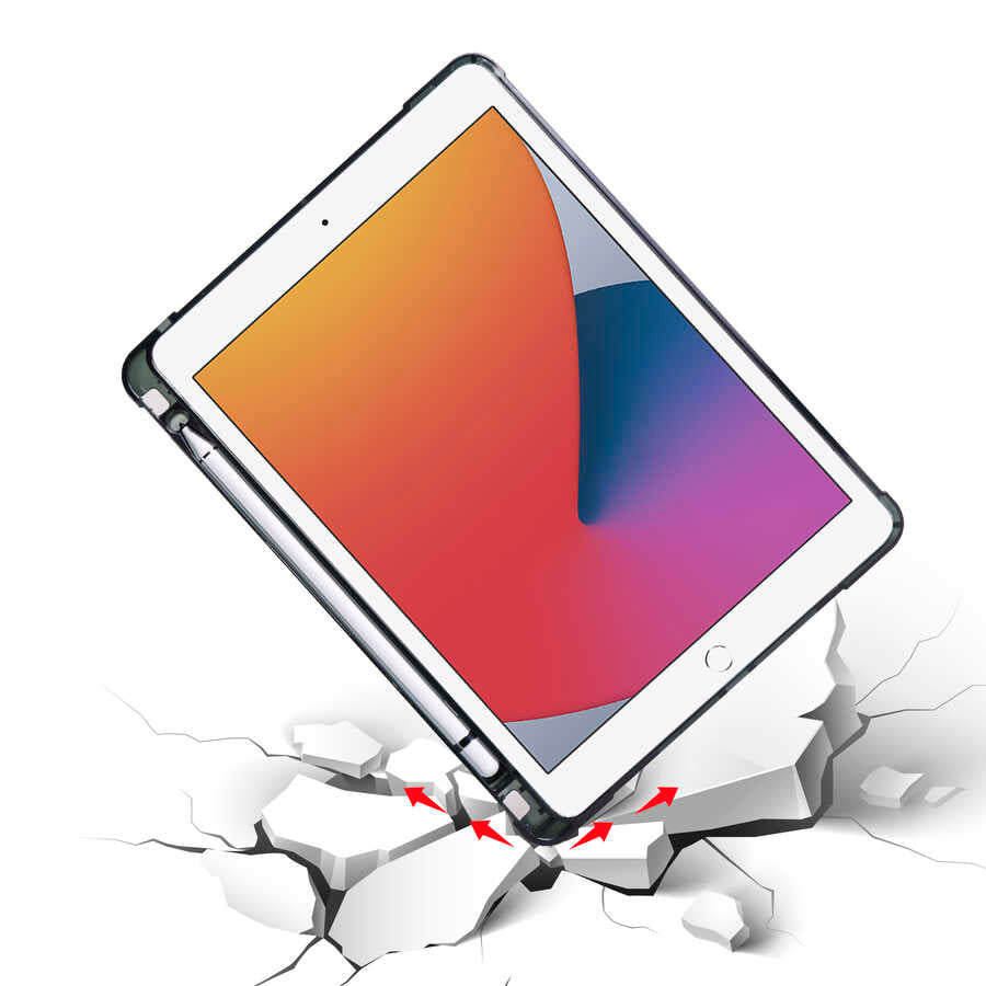 Apple iPad 9.7 2017 (5.Nesil) Kılıf Zore Tri Folding Kalem Bölmeli Standlı Kılıf Kırmızı