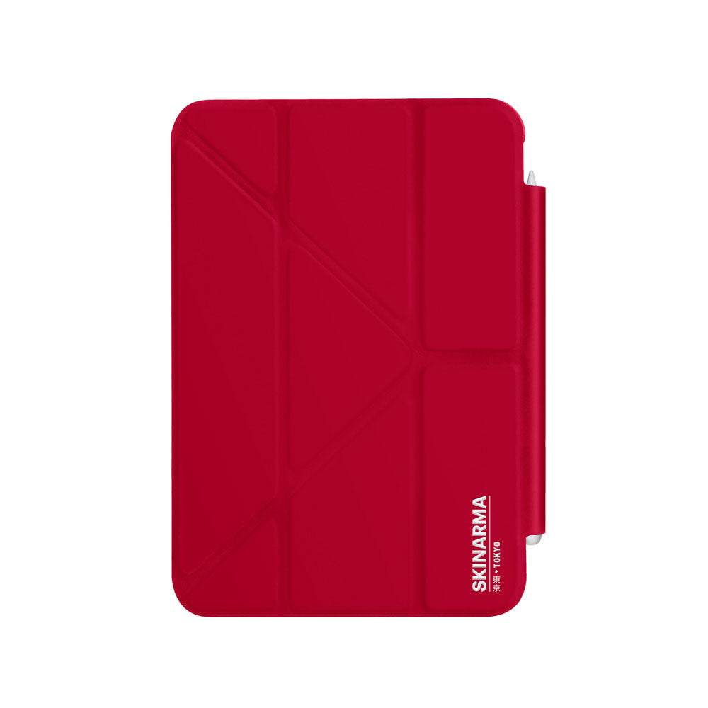 Apple iPad Air 10.9 2020 (4.Nesil) Kılıf SkinArma Kalemlikli Arkası Şeffaf Standlı Magnetik Taihi Sora Kılıf Kırmızı