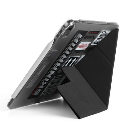 Apple iPad Air 10.9 2020 (4.Nesil) Kılıf SkinArma Sticker Tasarımlı Kalemlikli Arkası Şeffaf Standlı Magnetik Taito Kılıf Siyah