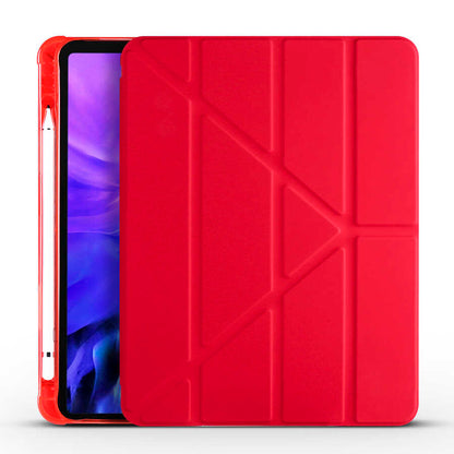 Apple iPad Air 10.9 2020 (4.Nesil) Kılıf Zore Tri Folding Kalem Bölmeli Standlı Kılıf Kırmızı