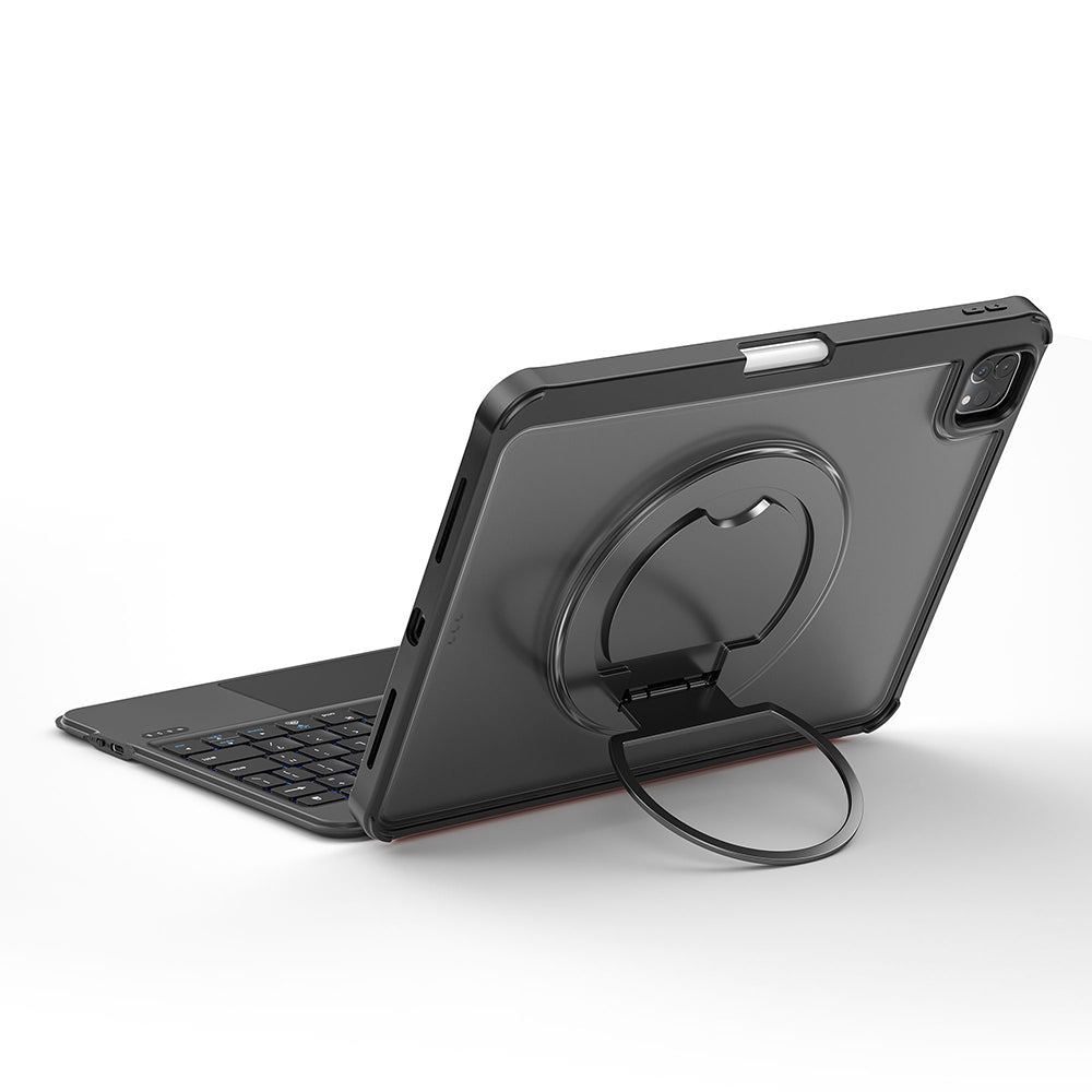 Apple iPad Air 10.9 2020 (4.Nesil) Wiwu MK-007 Combo Pro Kalem Bölmeli Klavyeli Standlı Kılıf Siyah