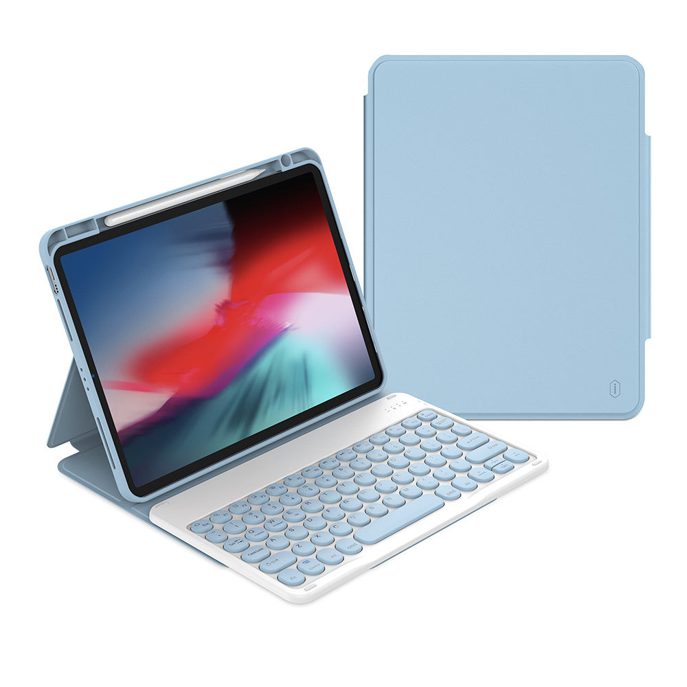 Apple iPad Air 10.9 2020 (4.Nesil) Wiwu Protective Gizli Kalem Bölmeli Klavyeli Kılıf Mavi