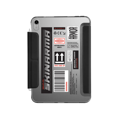 Apple iPad Air 10.9 2022 (5.Nesil) Kılıf SkinArma Sticker Tasarımlı Kalemlikli Arkası Şeffaf Standlı Magnetik Taito Kılıf Siyah