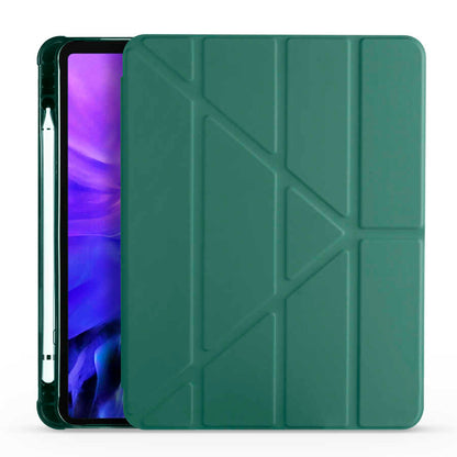 Apple iPad Air 10.9 2022 (5.Nesil) Kılıf Zore Tri Folding Kalem Bölmeli Standlı Kılıf Koyu Yeşil