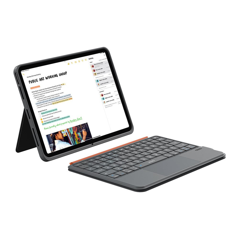 Apple iPad Air 10.9 2022 (5.Nesil) Wiwu MK-005 Combo 3in1 Kalem Bölmeli Klavyeli Standlı Kılıf