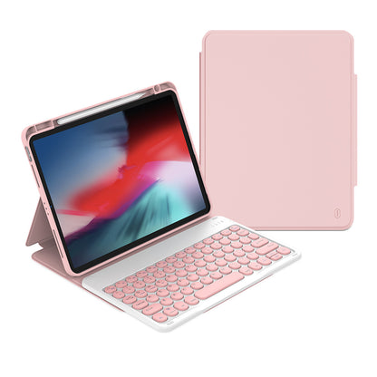 Apple iPad Air 10.9 2022 (5.Nesil) Wiwu Protective Gizli Kalem Bölmeli Klavyeli Kılıf Pembe