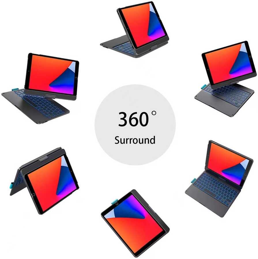 Apple iPad Air 10.9 2022 (5.Nesil) Wiwu Waltz Rotating Keyboard Kablosuz Dönebilen Klavye Siyah