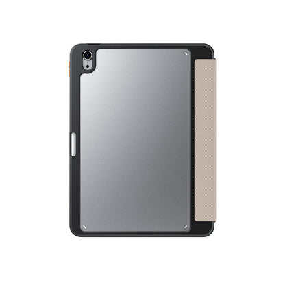 Apple iPad Air 11 2024 Kılıf SkinArma Kabartma Baskı Tasarımlı 360 Tam Koruma Arkası Şeffaf Standlı Gamma Kılıf Gold