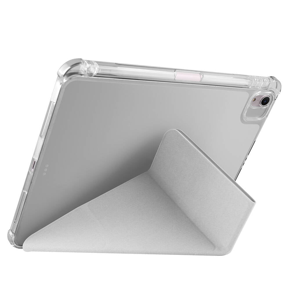 Apple iPad Air 11 2024 Kılıf Zore Tri Folding Kalem Bölmeli Standlı Kılıf Gri
