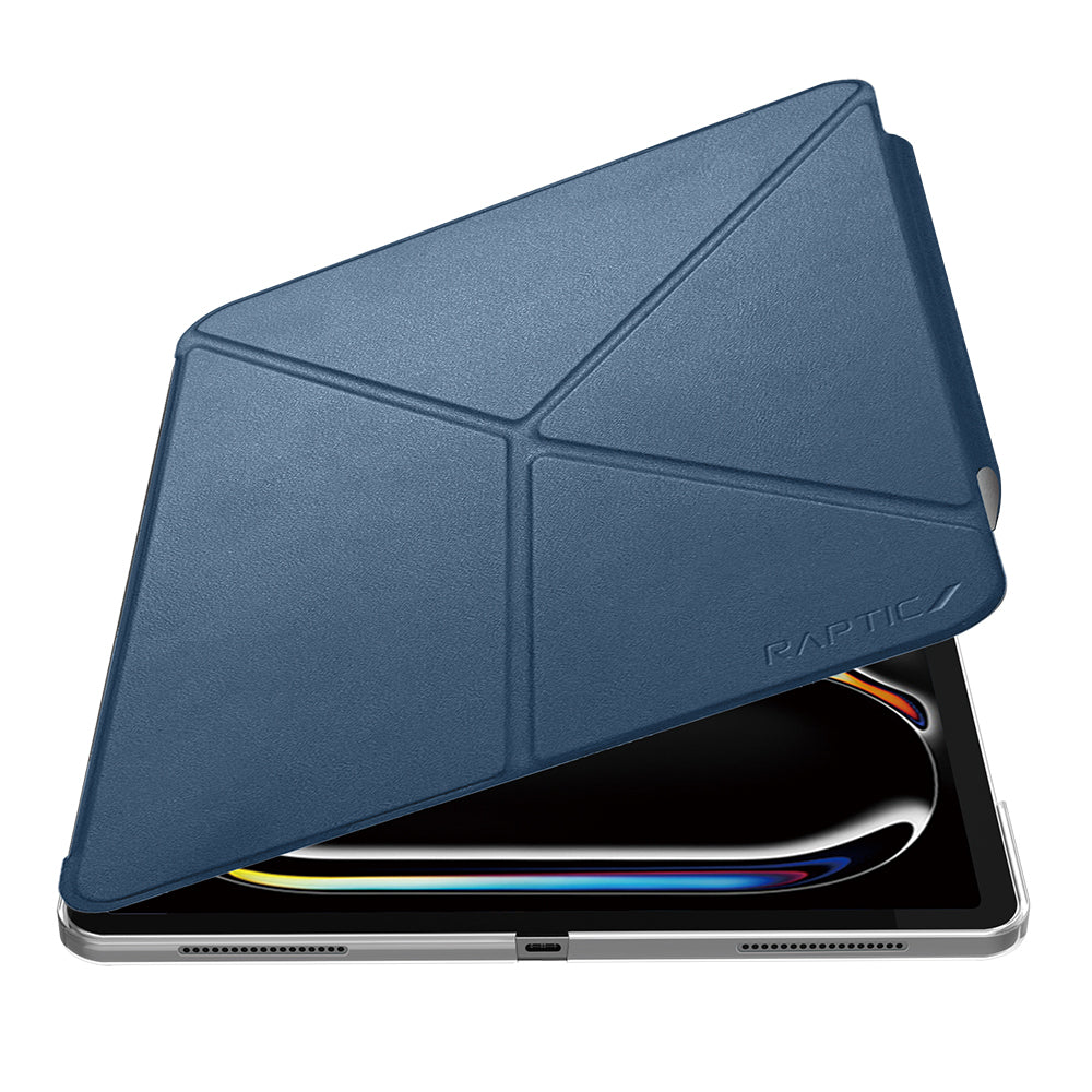 Apple iPad Air 11 2024 Raptic Clear Folio Airbagli Şeffaf Kapaklı Katlanabilir Standlı Kılıf Lacivert