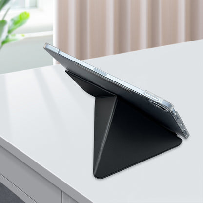 Apple iPad Air 11 2024 Raptic Clear Folio Airbagli Şeffaf Kapaklı Katlanabilir Standlı Kılıf Siyah