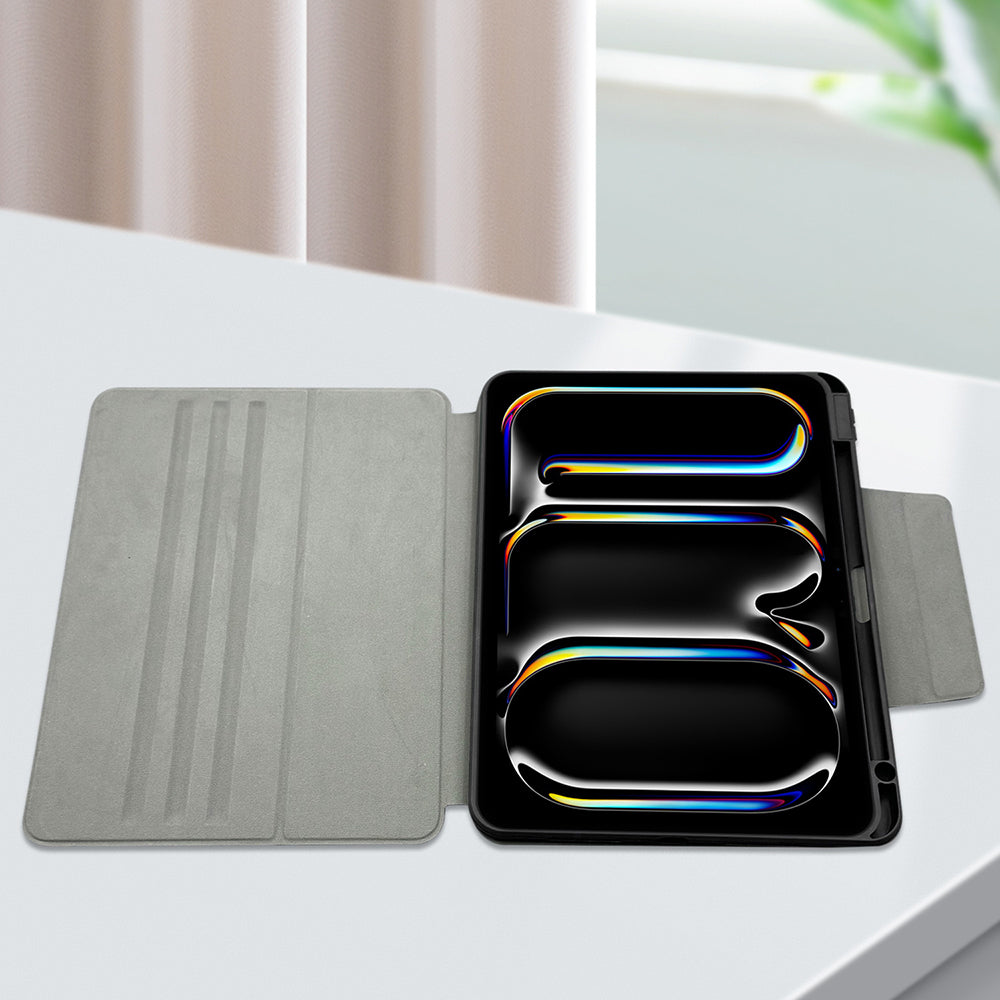 Apple iPad Air 11 2024 Raptic Spin Detachable Folio PU Ayrılabilir Kalem Bölmeli Standlı Kılıf Lacivert