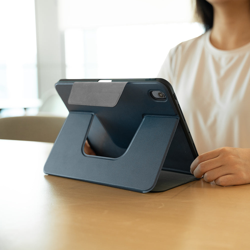 Apple iPad Air 11 2024 Raptic Spin Detachable Folio PU Ayrılabilir Kalem Bölmeli Standlı Kılıf Lacivert