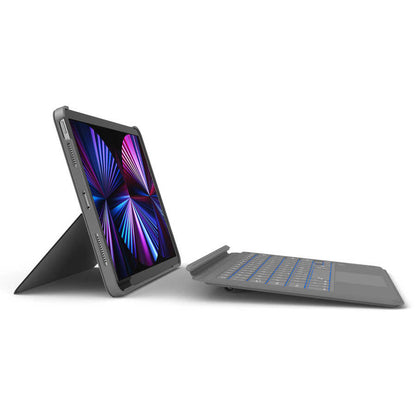 Apple iPad Air 11 2024 Wiwu Combo Led Işıklı Magnetik Standlı Klavyeli Kılıf Gri