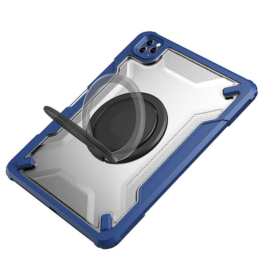 Apple iPad Air 11 2024 Wiwu Mecha Dönebilen Standlı Tablet Kılıfı Siyah