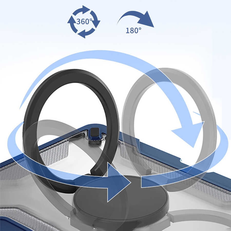 Apple iPad Air 11 2024 Wiwu Mecha Dönebilen Standlı Tablet Kılıfı Mavi