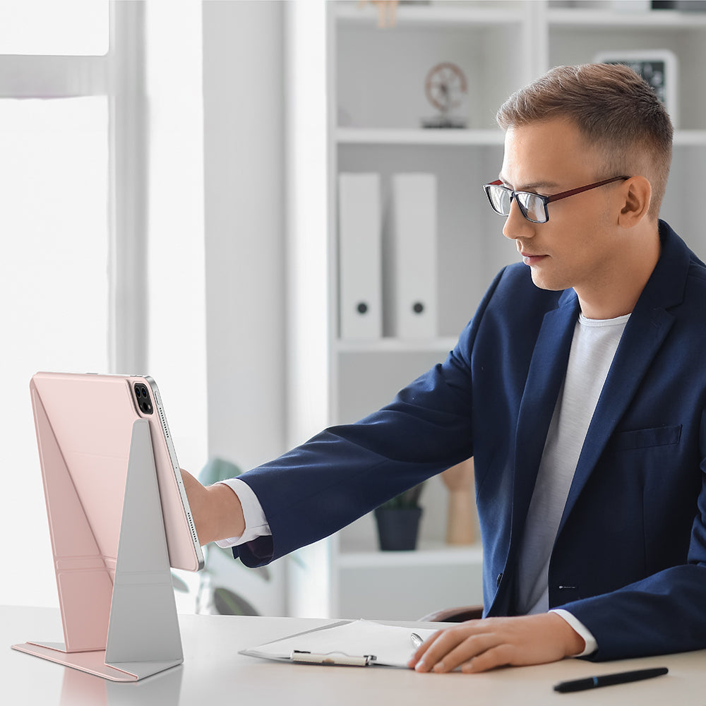 Apple iPad Air 11 2025 M3 Amazingthing Matte Pro Mag Folio Katlanabilir Magnetik Standlı Kılıf Mavi