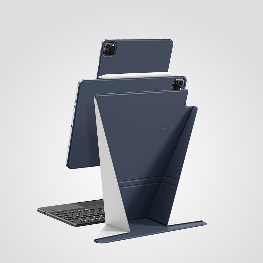 Apple iPad Air 11 2025 M3 Amazingthing Matte Pro Mag Folio Katlanabilir Magnetik Standlı Kılıf Mavi