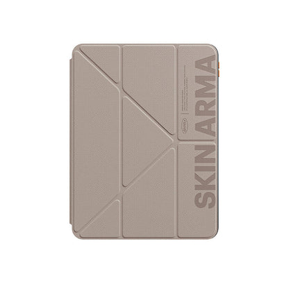 Apple iPad Air 11 2025 M3 Kılıf SkinArma Kabartma Baskı Tasarımlı 360 Tam Koruma Arkası Şeffaf Standlı Gamma Kılıf Gold