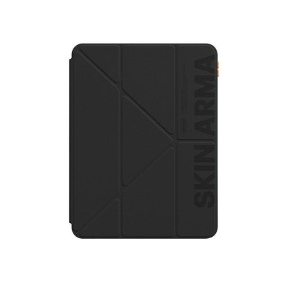 Apple iPad Air 11 2025 M3 Kılıf SkinArma Kabartma Baskı Tasarımlı 360 Tam Koruma Arkası Şeffaf Standlı Gamma Kılıf Siyah