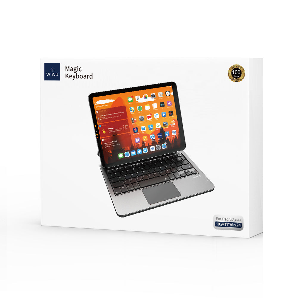 Apple iPad Air 11 2025 M3 Wiwu MK-003 Gizli Kalem Bölmeli Klavyeli Standlı Kılıf Siyah