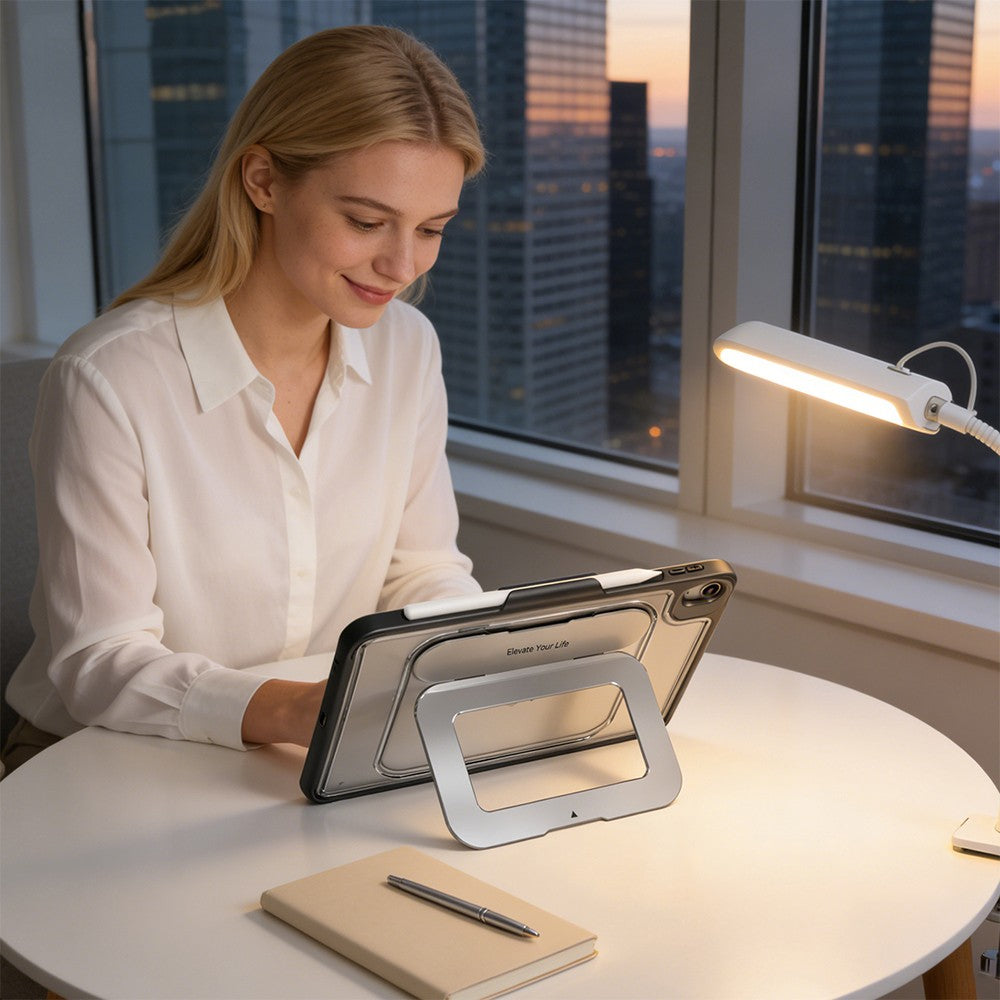 Apple iPad Air 11 2026 M4 Mutural AlloyKick Serisi Kalem Bölmeli Alüminyum Standlı Tablet Kılıfı