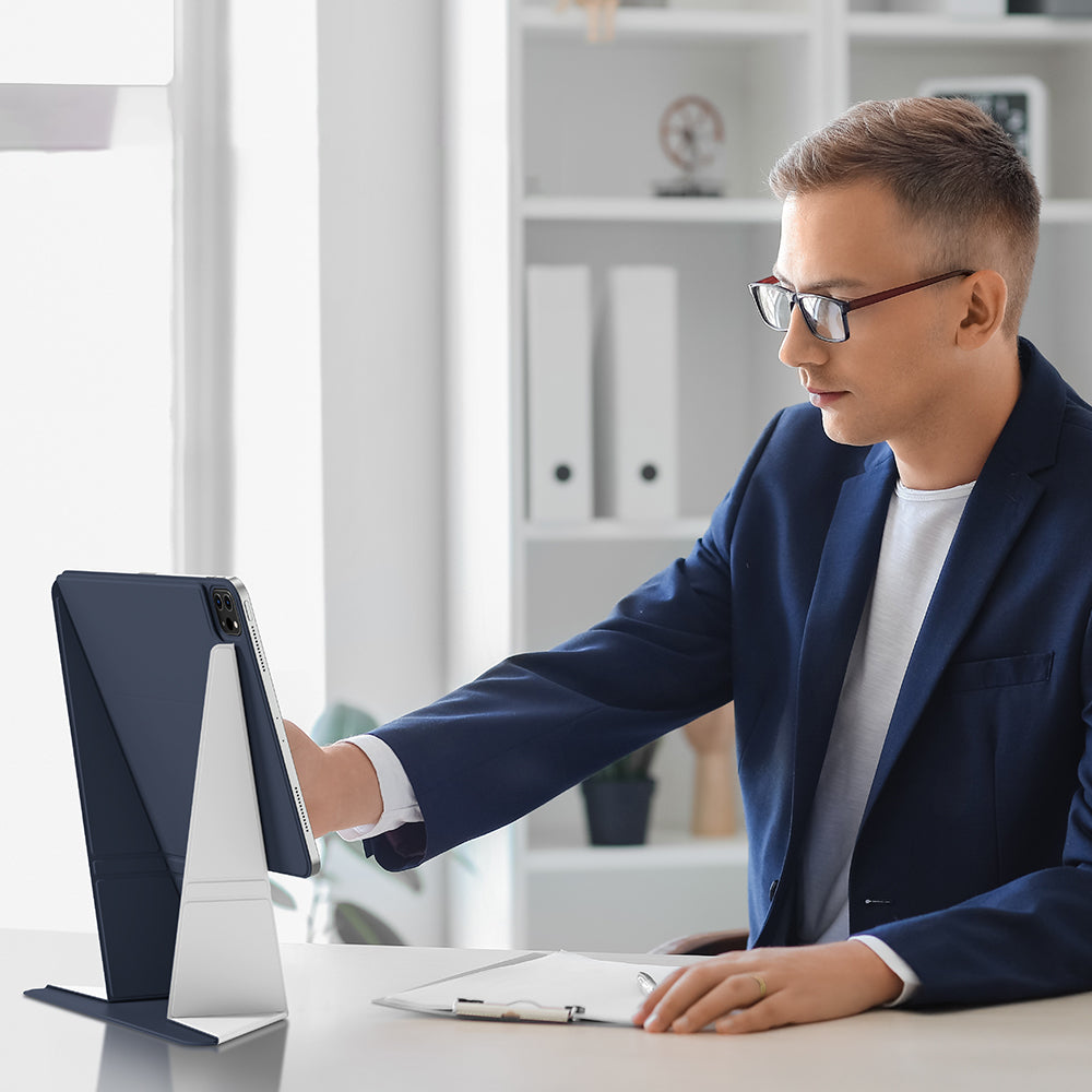 Apple iPad Air 13 2024 Amazingthing Matte Pro Mag Folio Katlanabilir Magnetik Standlı Kılıf Siyah