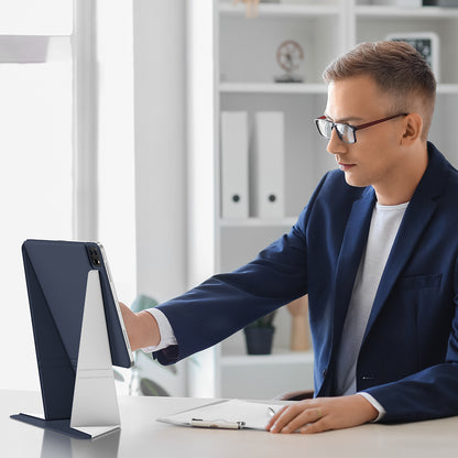 Apple iPad Air 13 2025 M3 Amazingthing Matte Pro Mag Folio Katlanabilir Magnetik Standlı Kılıf Siyah