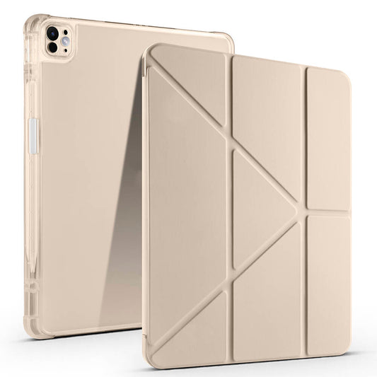 Apple iPad Air 13 2025 M3 Kılıf Zore Tri Folding Kalem Bölmeli Standlı Kılıf Gold