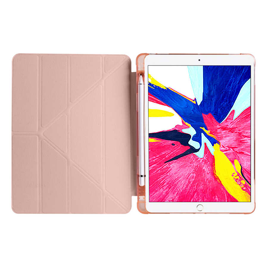 Apple iPad Pro 10.5 (7.Nesil) Kılıf Zore Tri Folding Kalem Bölmeli Standlı Kılıf Mavi