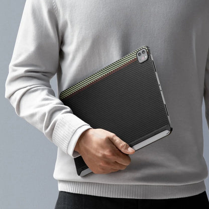 Apple iPad Pro 11 2020 (2.Nesil) Kılıf Aramid Fiber Pitaka Ultra-Slim Classic Serisi Tablet Kapak Siyah-Kırmızı