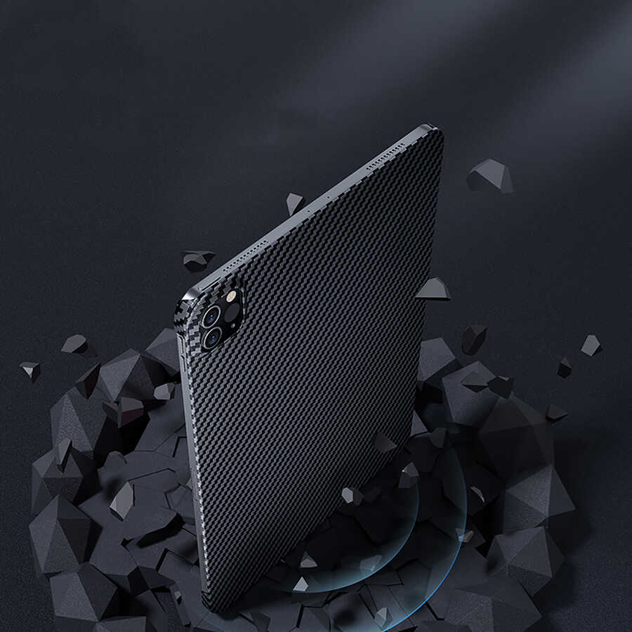 Apple iPad Pro 11 2020 (2.Nesil) Kılıf Benks Essential Kevlar Karbon Fiber Kapak Siyah