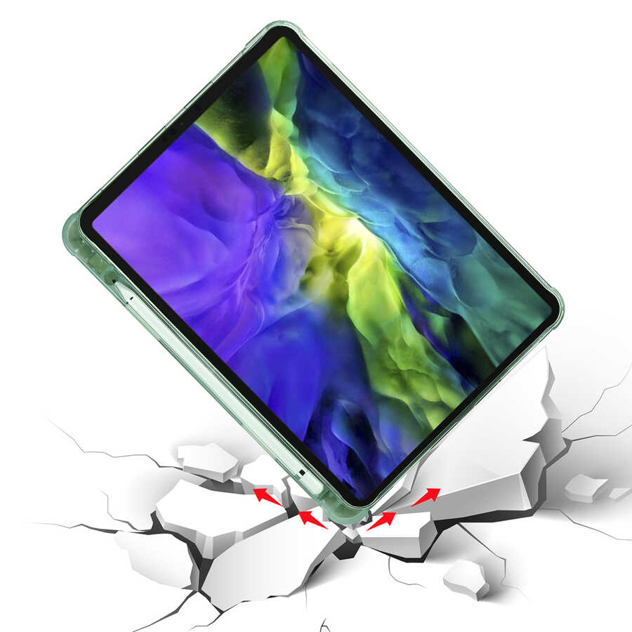 Apple iPad Pro 11 2020 (2.Nesil) Kılıf Zore Tri Folding Kalem Bölmeli Standlı Kılıf Mavi