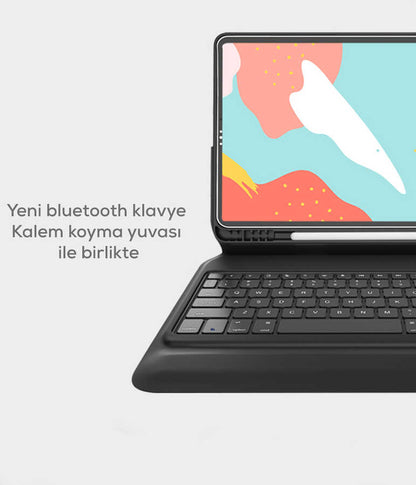 Apple iPad Pro 11 2020 (2.Nesil) Wiwu Keyboard Folio Kablosuz Klavyeli Kılıf Siyah