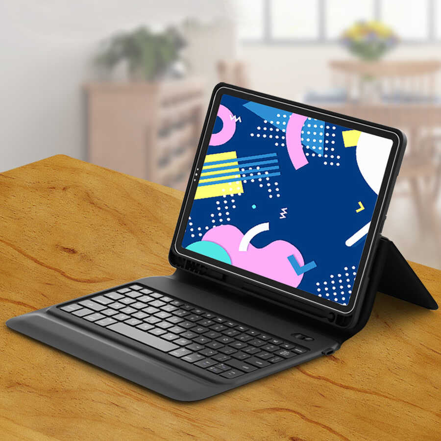 Apple iPad Pro 11 2020 (2.Nesil) Wiwu Keyboard Folio Kablosuz Klavyeli Kılıf Siyah