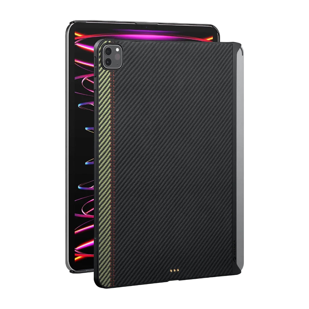 Apple iPad Pro 11 2021 (3.Nesil) Kılıf Aramid Fiber Pitaka Ultra-Slim Classic Serisi Tablet Kapak Siyah-Yeşil